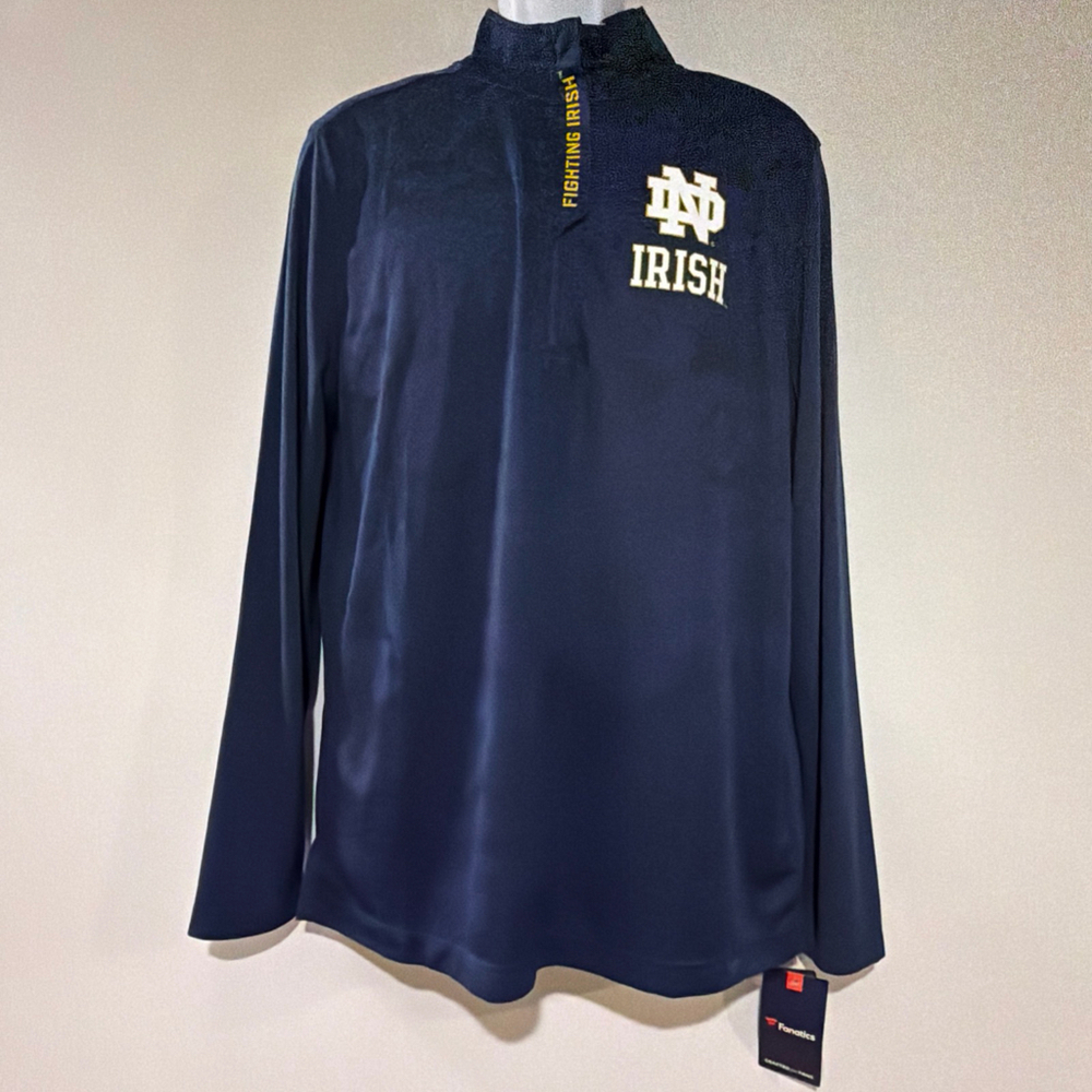 Fanatics Mens Notre Dame Football Depth Chart Camo 1/4 Zip Jacket Jersey Large